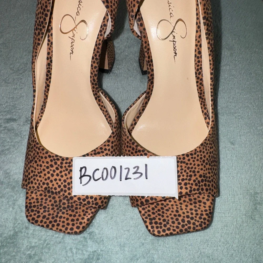 Jessica Simpson Womens Platform Heels 7.5 Brown Animal Print Block Heel D'Orsay